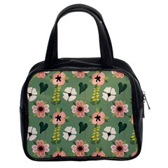 Flower Green Pink Pattern Floral Classic Handbag (two Sides) by anzea