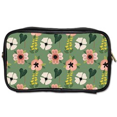 Flower Green Pink Pattern Floral Toiletries Bag (two Sides)