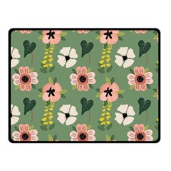 Flower Green Pink Pattern Floral Fleece Blanket (small)