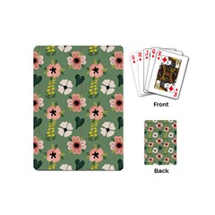 Flower Green Pink Pattern Floral Playing Cards Single Design (mini)