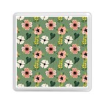 Flower Green Pink Pattern Floral Memory Card Reader (Square) Front