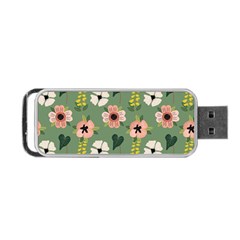 Flower Green Pink Pattern Floral Portable Usb Flash (one Side) by anzea