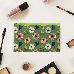 Flower Green Pink Pattern Floral Cosmetic Bag (xs)