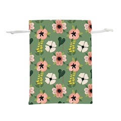 Flower Green Pink Pattern Floral Lightweight Drawstring Pouch (s)