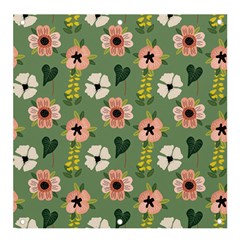 Flower Green Pink Pattern Floral Banner And Sign 4  X 4 