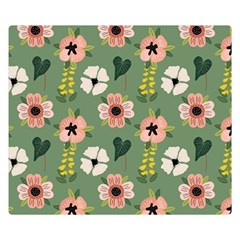 Flower Green Pink Pattern Floral Premium Plush Fleece Blanket (small)