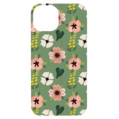 Flower Green Pink Pattern Floral Iphone 14 Black Uv Print Case by anzea