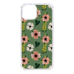 Flower Green Pink Pattern Floral Iphone 14 Tpu Uv Print Case by anzea