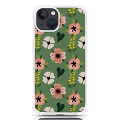 Flower Green Pink Pattern Floral Iphone 13 Tpu Uv Print Case by anzea