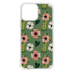 Flower Green Pink Pattern Floral Iphone 13 Pro Max Tpu Uv Print Case by anzea