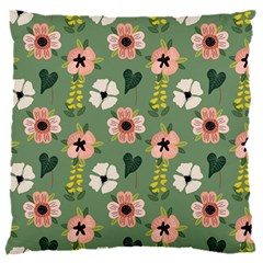 Flower Green Pink Pattern Floral 16  Baby Flannel Cushion Case (two Sides)