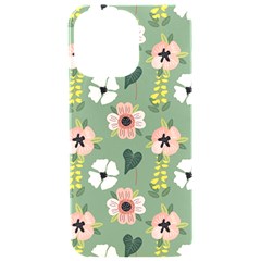 Flower Green Pink Pattern Floral Iphone 15 Pro Max Black Uv Print Pc Hardshell Case by anzea