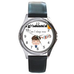 I Graduated Can I Sleep Now  Round Metal Watch by Strawcherrys10