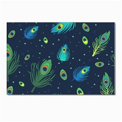 Texture Pattern Green Feather Yellow Peacock Postcards 5  X 7  (pkg Of 10) by Loisa77