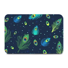 Texture Pattern Green Feather Yellow Peacock Plate Mats by Loisa77