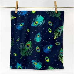 Texture Pattern Green Feather Yellow Peacock Face Towel by Loisa77