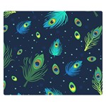 Texture Pattern Green Feather Yellow Peacock Two Sides Premium Plush Fleece Blanket (Kids Size) 50 x40  Blanket Front