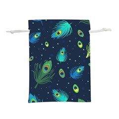 Texture Pattern Green Feather Yellow Peacock Lightweight Drawstring Pouch (l) by Loisa77