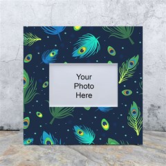 Texture Pattern Green Feather Yellow Peacock White Box Photo Frame 4  X 6  by Loisa77