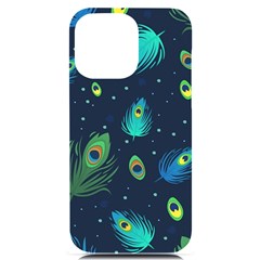 Texture Pattern Green Feather Yellow Peacock Iphone 14 Pro Max Black Uv Print Case by Loisa77