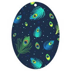 Texture Pattern Green Feather Yellow Peacock Uv Print Acrylic Ornament Oval by Loisa77