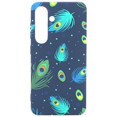 Texture Pattern Green Feather Yellow Peacock Samsung Galaxy S24 6 2 Inch Black Tpu Uv Case by Loisa77