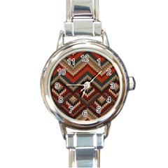 Texture Pattern Fabric Round Italian Charm Watch by Loisa77