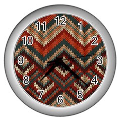 Texture Pattern Fabric Wall Clock (silver) by Loisa77