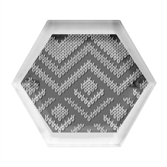 Texture Pattern Fabric Hexagon Wood Jewelry Box by Loisa77