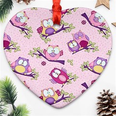 Owls Bird Animal Pattern Ornament (heart)