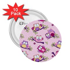 Owls Bird Animal Pattern 2 25  Buttons (10 Pack)  by Loisa77