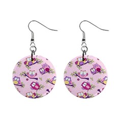 Owls Bird Animal Pattern Mini Button Earrings by Loisa77