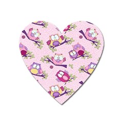 Owls Bird Animal Pattern Heart Magnet by Loisa77