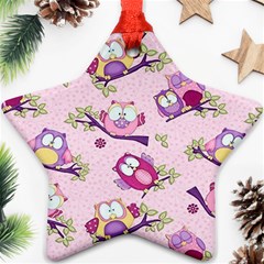 Owls Bird Animal Pattern Star Ornament (two Sides) by Loisa77