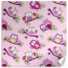 Owls Bird Animal Pattern Canvas 16  X 16  by Loisa77