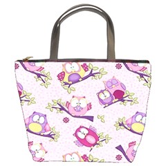 Owls Bird Animal Pattern Bucket Bag by Loisa77