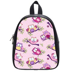 Owls Bird Animal Pattern School Bag (small) by Loisa77