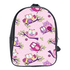 Owls Bird Animal Pattern School Bag (xl) by Loisa77