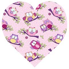 Owls Bird Animal Pattern Wooden Puzzle Heart by Loisa77