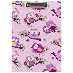 Owls Bird Animal Pattern A4 Acrylic Clipboard by Loisa77