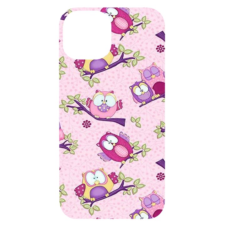 Owls Bird Animal Pattern iPhone 14 Black UV Print Case