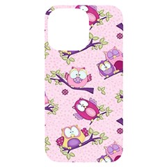 Owls Bird Animal Pattern Iphone 14 Pro Max Black Uv Print Case by Loisa77