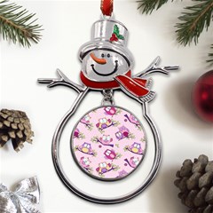 Owls Bird Animal Pattern Metal Snowman Ornament by Loisa77