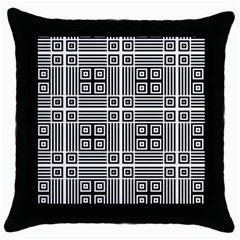 Squares Inside Background Checkered Contemporary Effect Electronic Futuristic Graphic Illusion Modern Throw Pillow Case (black) by Loisa77