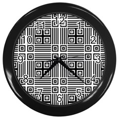 Squares Inside Background Checkered Contemporary Effect Electronic Futuristic Graphic Illusion Modern Wall Clock (black) by Loisa77