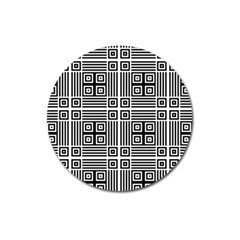 Squares Inside Background Checkered Contemporary Effect Electronic Futuristic Graphic Illusion Modern Magnet 3  (round) by Loisa77