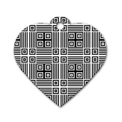 Squares Inside Background Checkered Contemporary Effect Electronic Futuristic Graphic Illusion Modern Dog Tag Heart (two Sides) by Loisa77