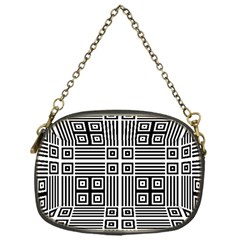 Squares Inside Background Checkered Contemporary Effect Electronic Futuristic Graphic Illusion Modern Chain Purse (one Side) by Loisa77