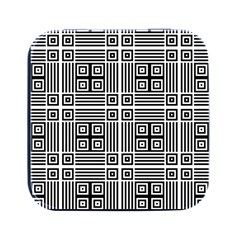 Squares Inside Background Checkered Contemporary Effect Electronic Futuristic Graphic Illusion Modern Square Metal Box (black) by Loisa77