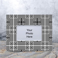 Squares Inside Background Checkered Contemporary Effect Electronic Futuristic Graphic Illusion Modern White Tabletop Photo Frame 4 x6  by Loisa77